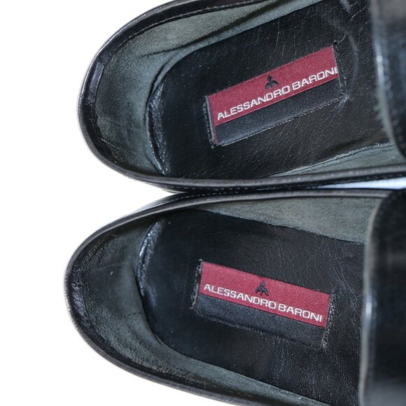 Alessandro Baroni Mens Dante Loafer Size 42 8 Black Leather Moc Toe Shoe Italy - Picture 11 of 12
